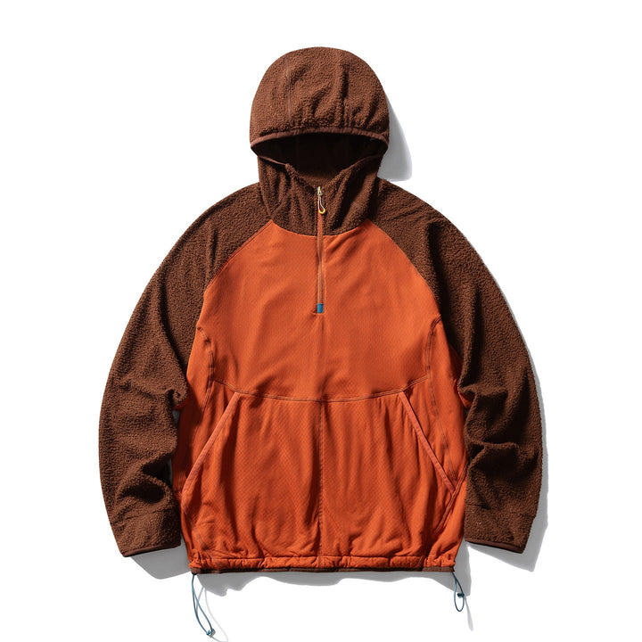 Damen Fleece-Strickjacke mit Kapuze und Softshell in Felsorangebraun