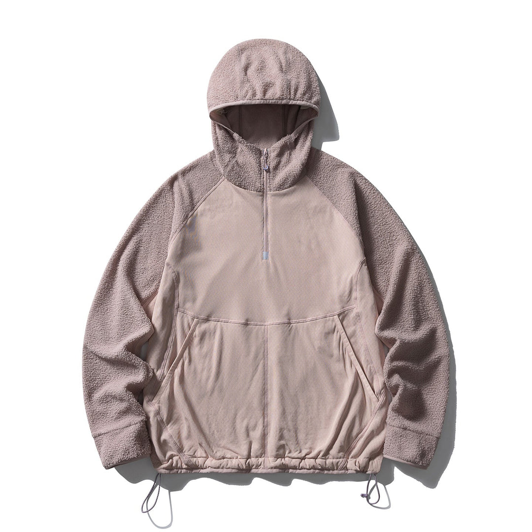 Damen Fleece-Strickjacke mit Kapuze und Softshell in Nebelrosa