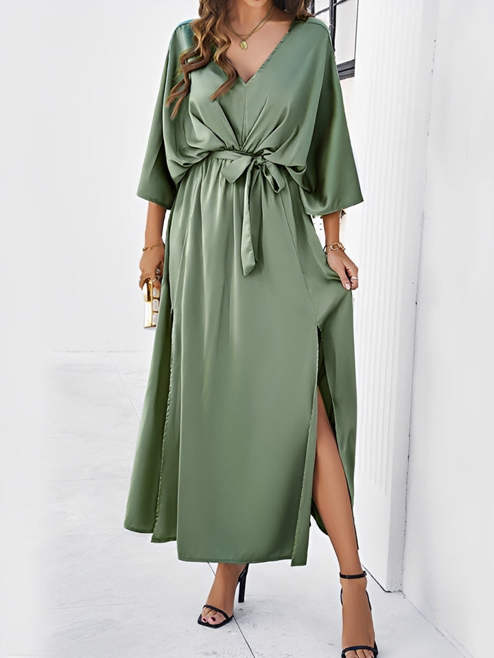 Damen Fließendes Maxikleid für Herbst Hochzeitsgäste in Grün