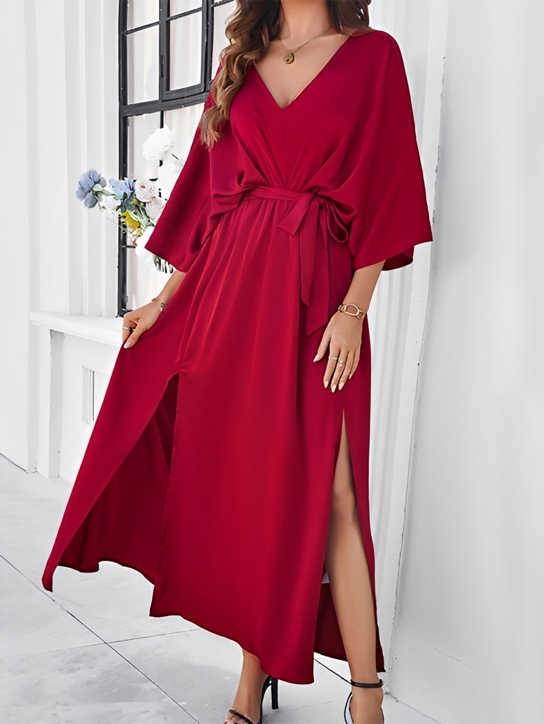 Damen Fließendes Maxikleid für Herbst Hochzeitsgäste in Rot