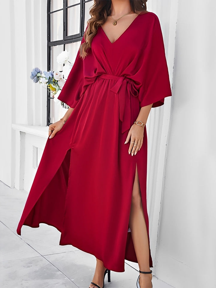 Damen Fließendes Maxikleid für Herbst Hochzeitsgäste in Rot