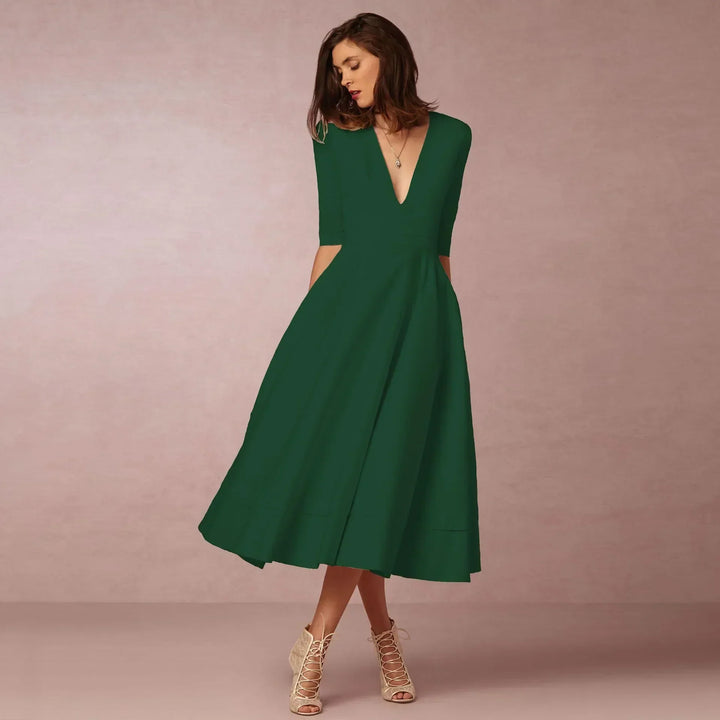 Damen Fließendes Midikleid Für Den Sommer in Grün