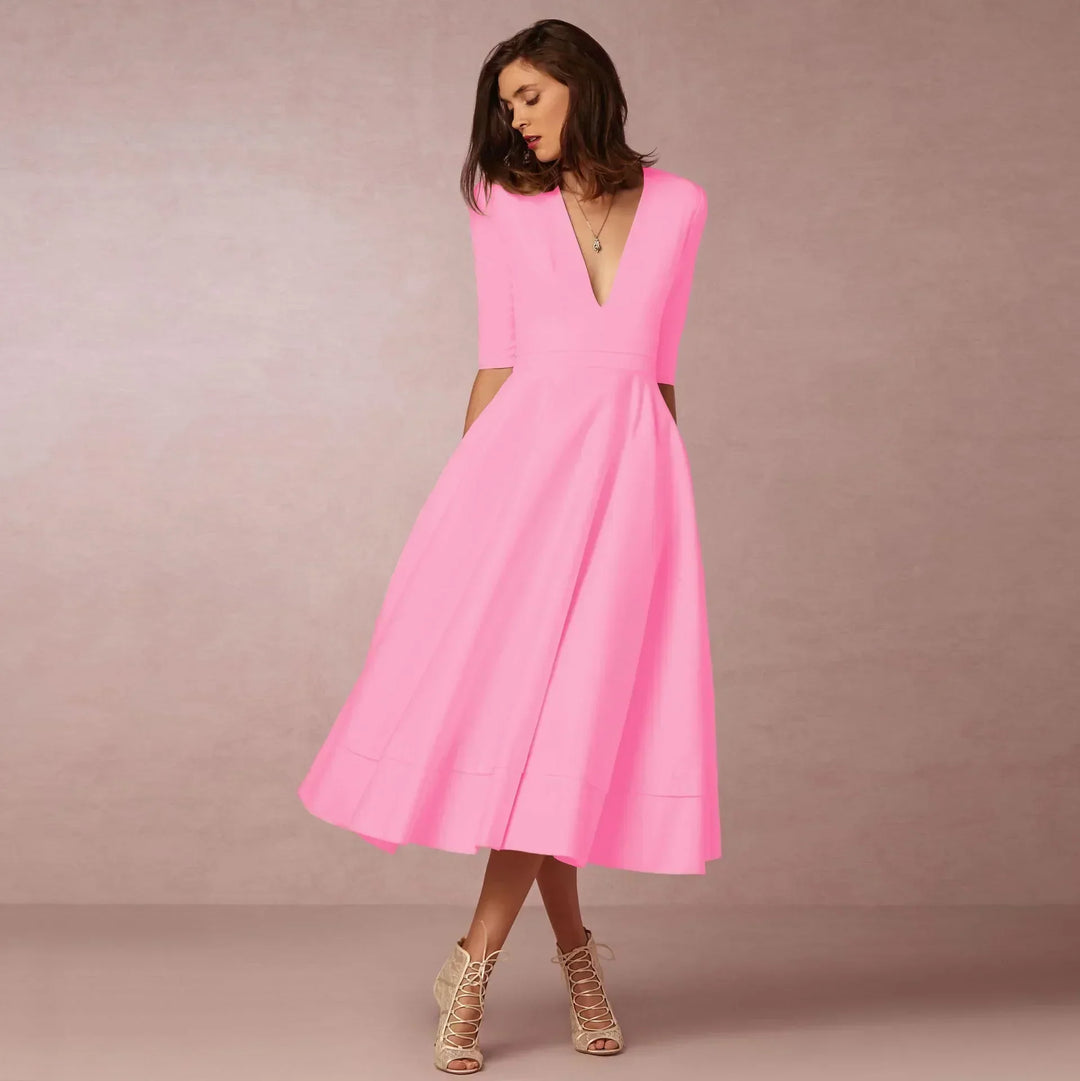 Damen Fließendes Midikleid Für Den Sommer in Rosa