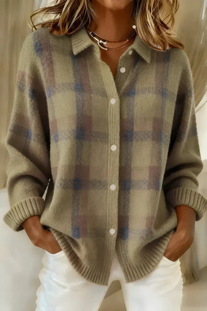 Damen Gemusterter Klassischer Cardigan in Braun