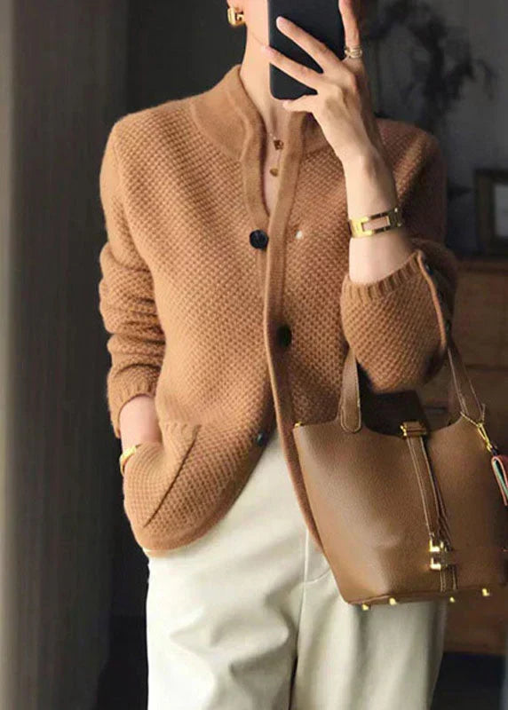 Damen Gemütliche Strickjacke im Casual-Chic in Karamell