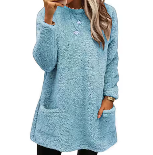 Damen Gemütlicher Longline-Pullover im Herbst in Blau