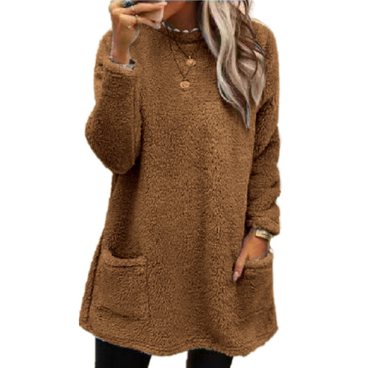 Damen Gemütlicher Longline-Pullover im Herbst in Khaki