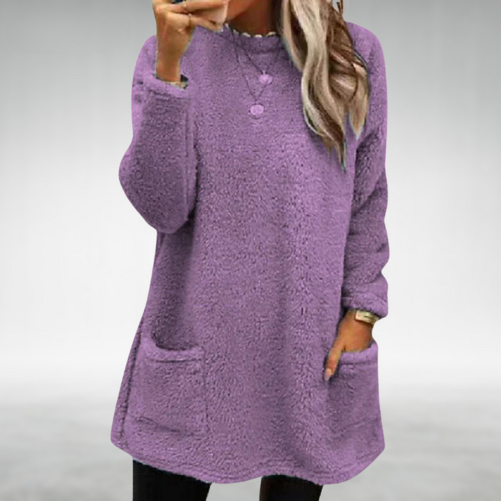 Damen Gemütlicher Longline-Pullover im Herbst in Lila