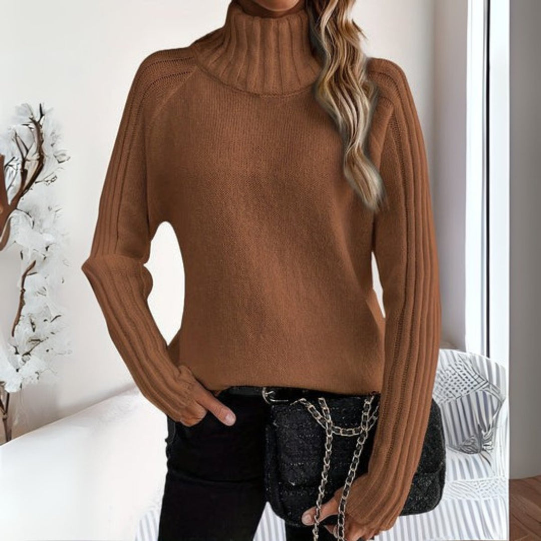 Damen Gemütlicher Rollkragen Pullover für Herbst in Braun