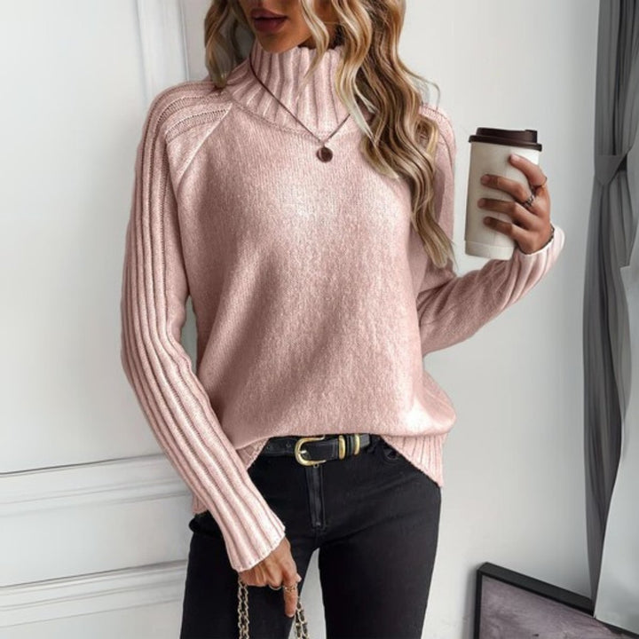 Damen Gemütlicher Rollkragen Pullover für Herbst in Rosa