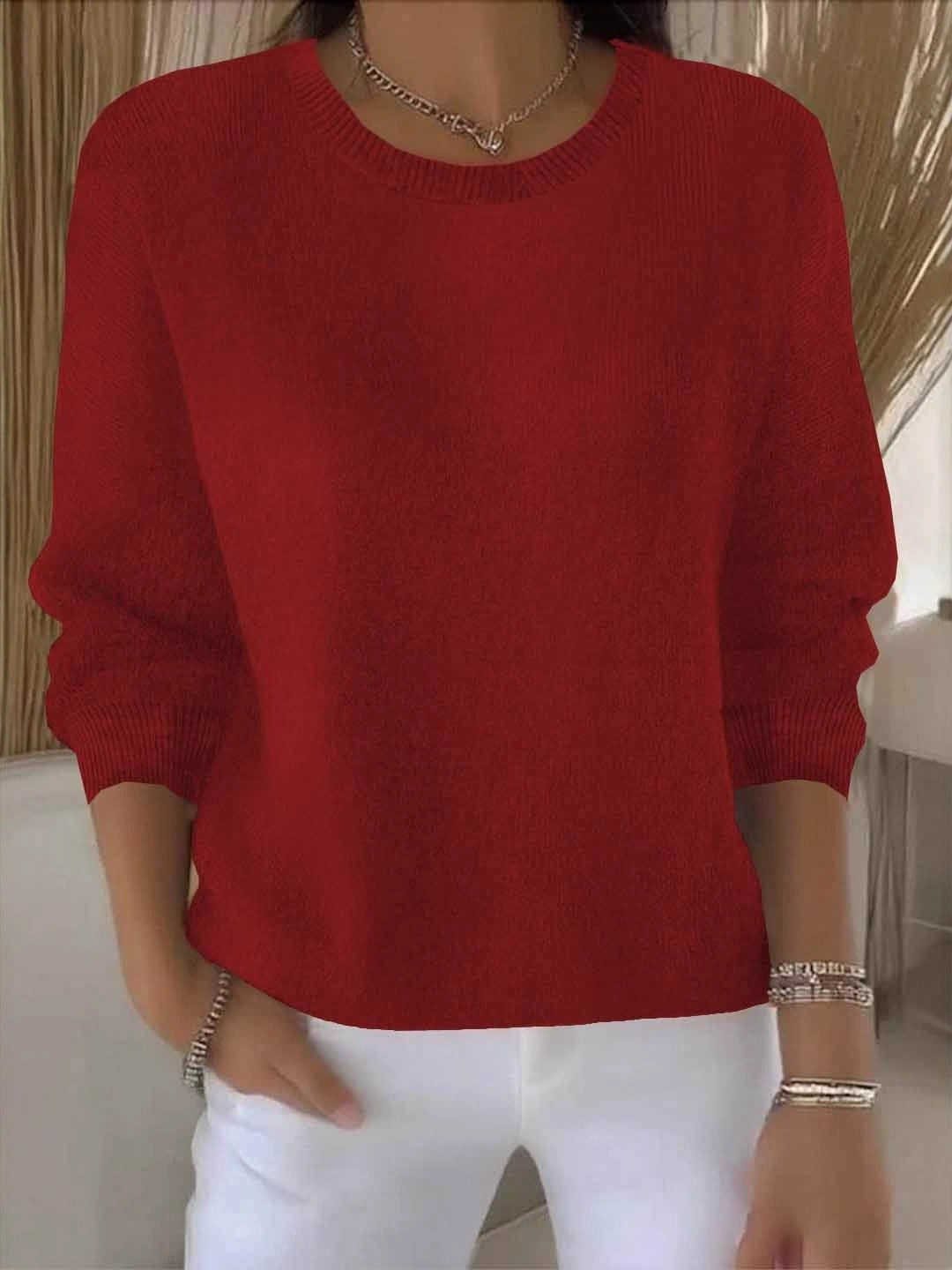Damen Gemütlicher Strickpullover für den Winter in Rot