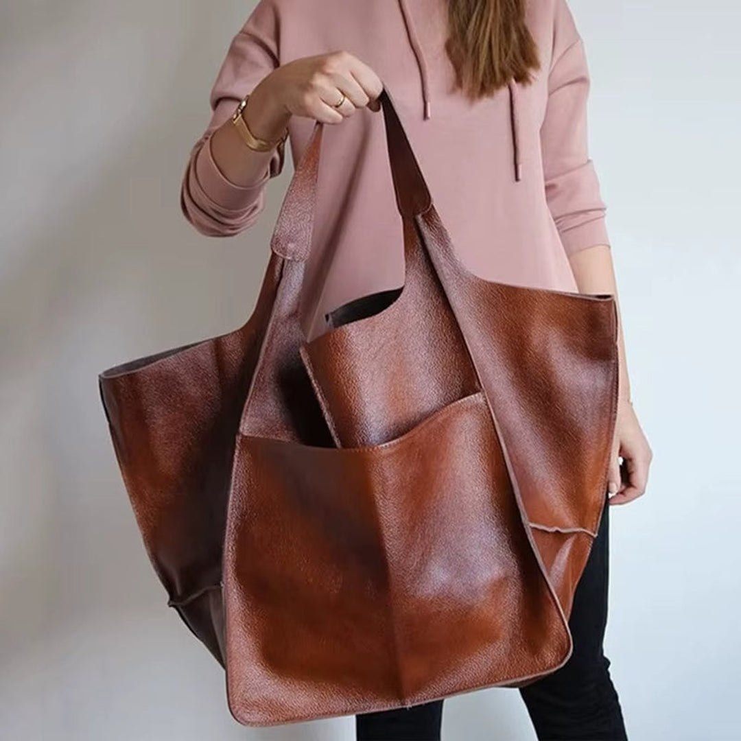 Damen Geräumige Vegane Ledertasche mit Magnetverschluss (10)