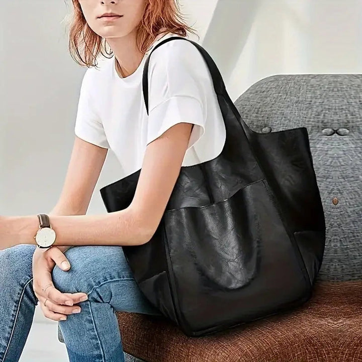 Damen Geräumige Vegane Ledertasche mit Magnetverschluss (13)