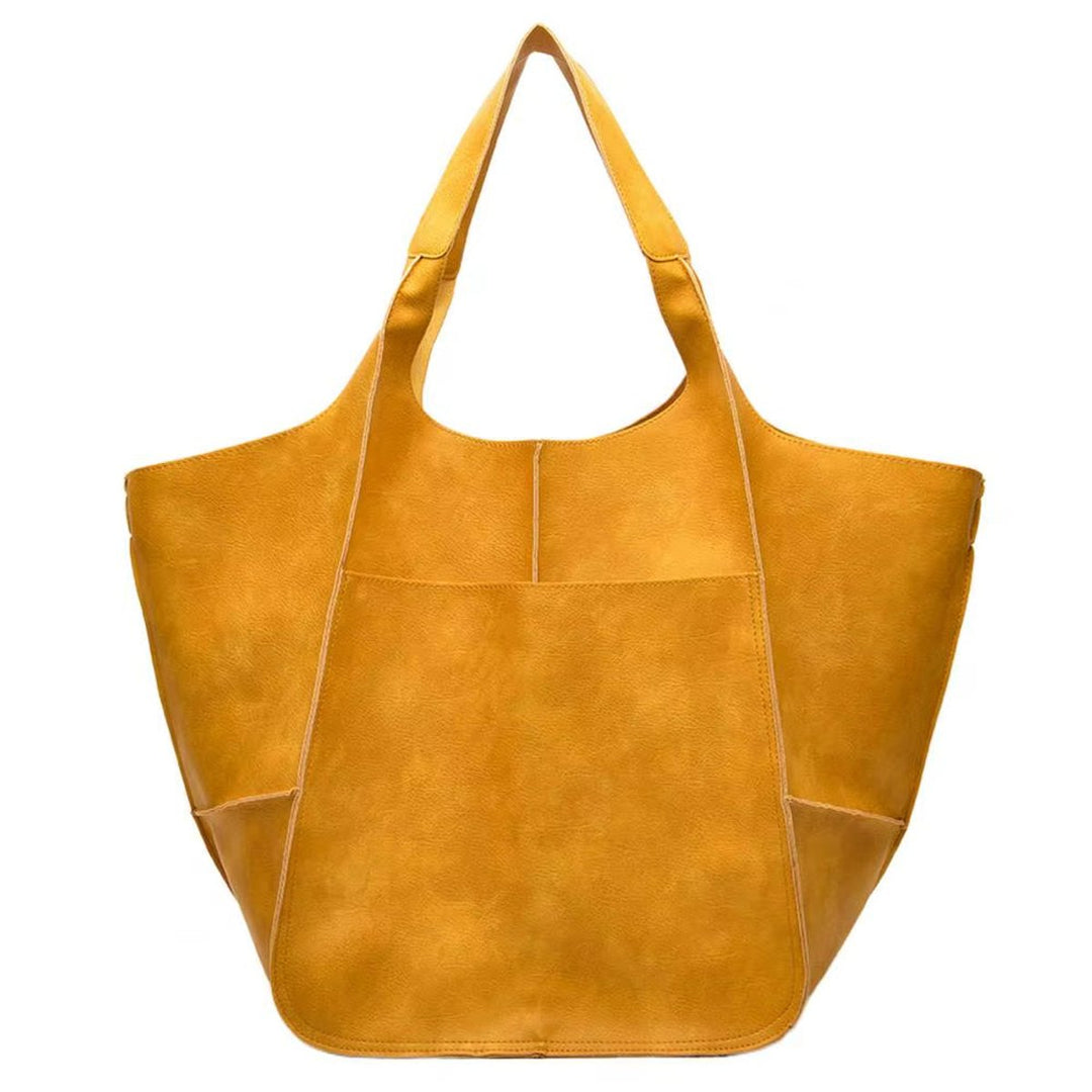 Damen Geräumige Vegane Ledertasche mit Magnetverschluss (17)