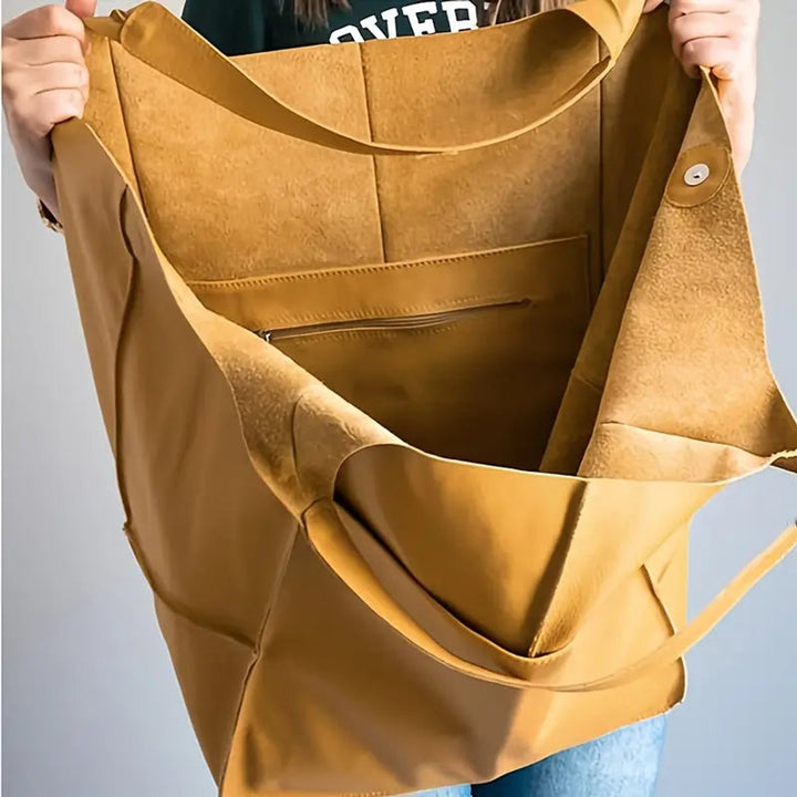 Damen Geräumige Vegane Ledertasche mit Magnetverschluss (4)