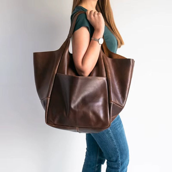 Damen Geräumige Vegane Ledertasche mit Magnetverschluss (5)