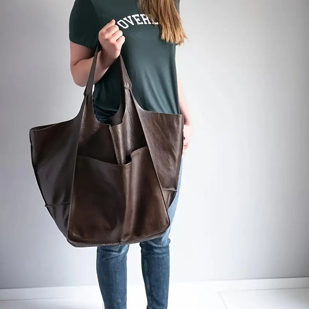 Damen Geräumige Vegane Ledertasche mit Magnetverschluss (6)