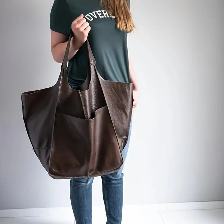 Damen Geräumige Vegane Ledertasche mit Magnetverschluss (6)