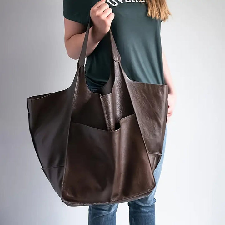 Damen Geräumige Vegane Ledertasche mit Magnetverschluss (7)
