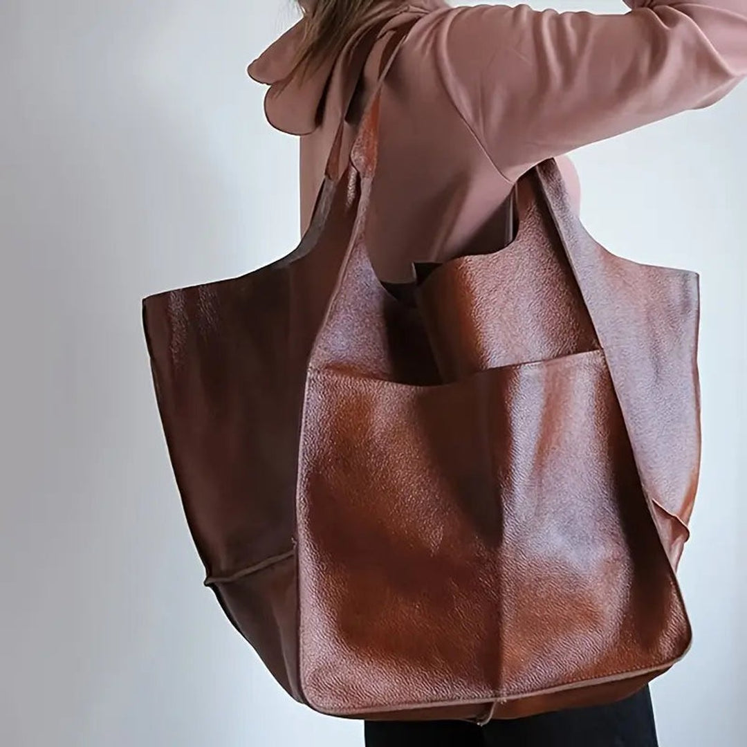 Damen Geräumige Vegane Ledertasche mit Magnetverschluss (8)
