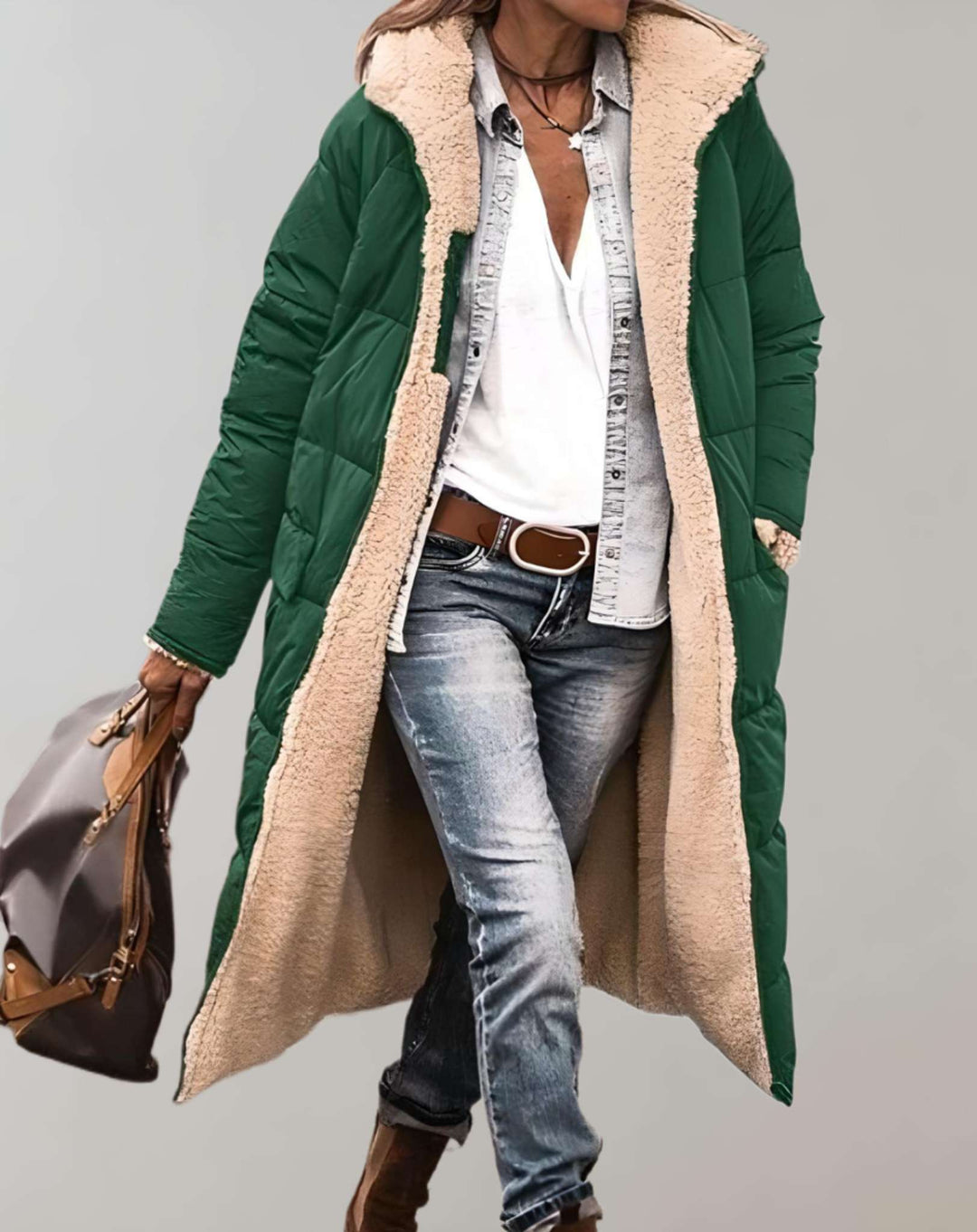 Damen Gesteppte Pufferjacke für den Herbst in Grün
