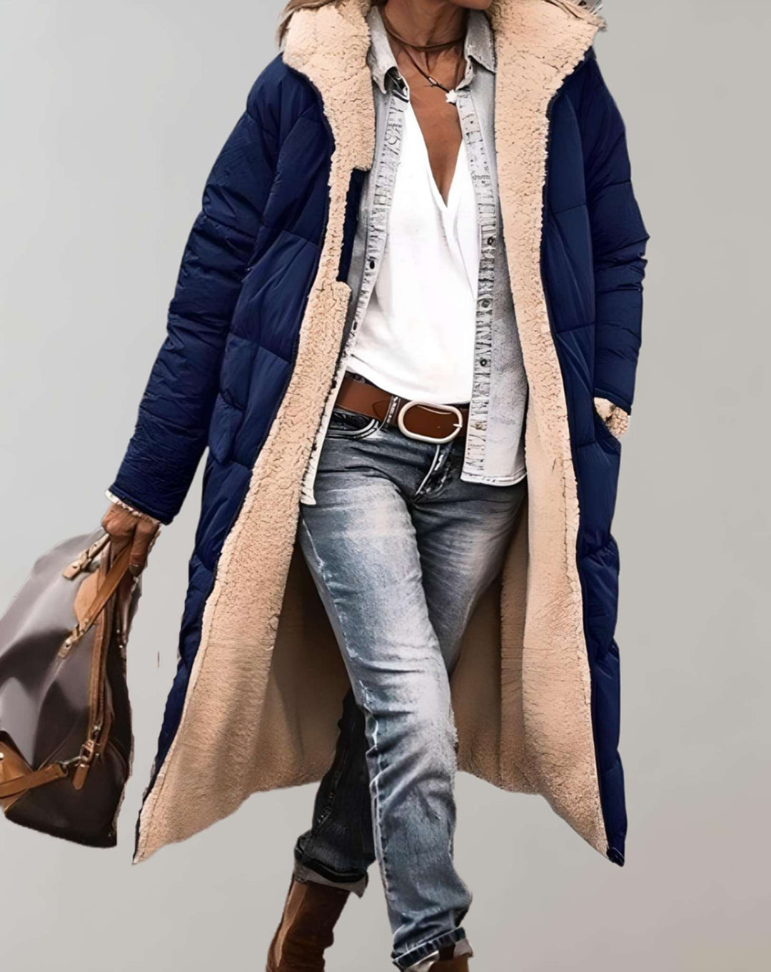 Damen Gesteppte Pufferjacke für den Herbst in Marineblau