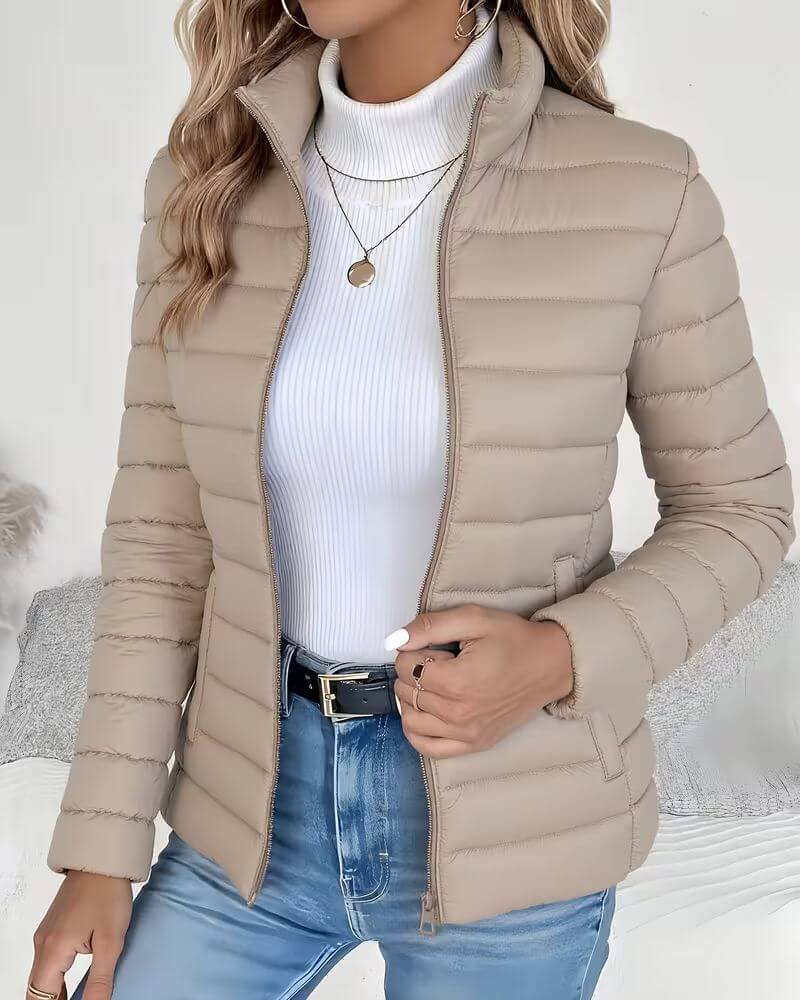 Damen Gesteppte Pufferjacke für Herbst in Beige
