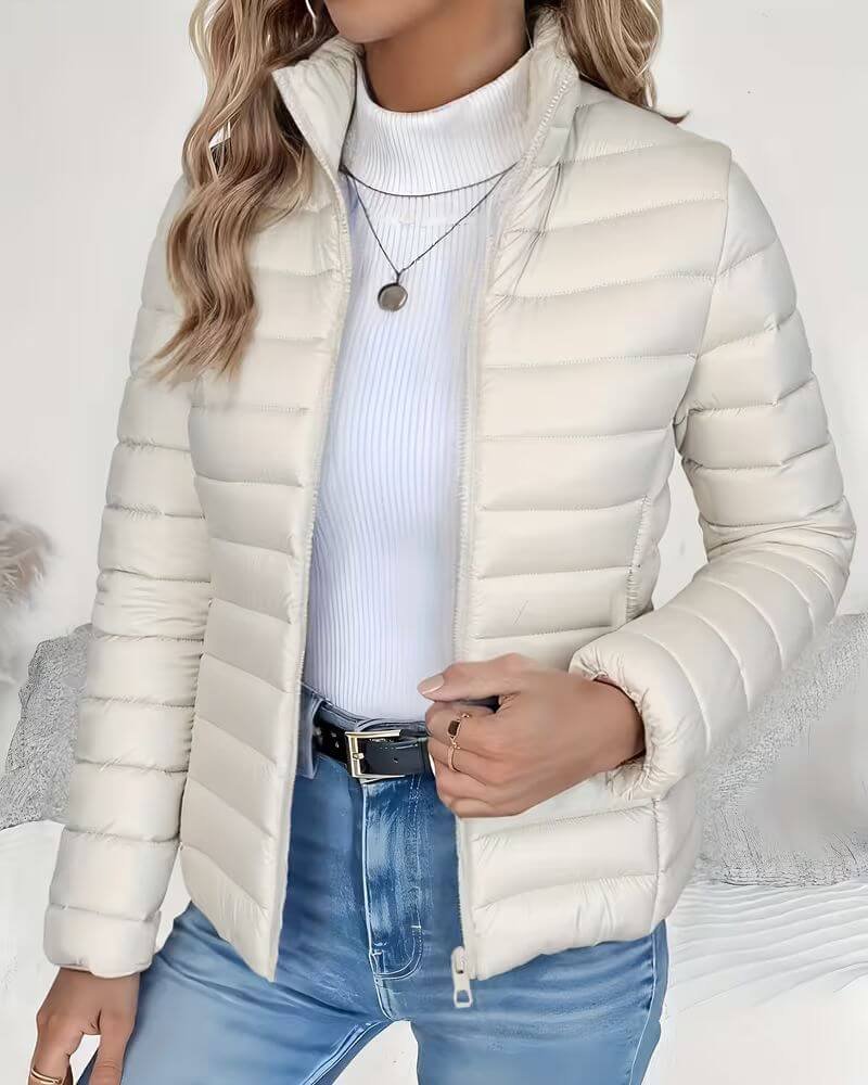 Damen Gesteppte Pufferjacke für Herbst in Creme