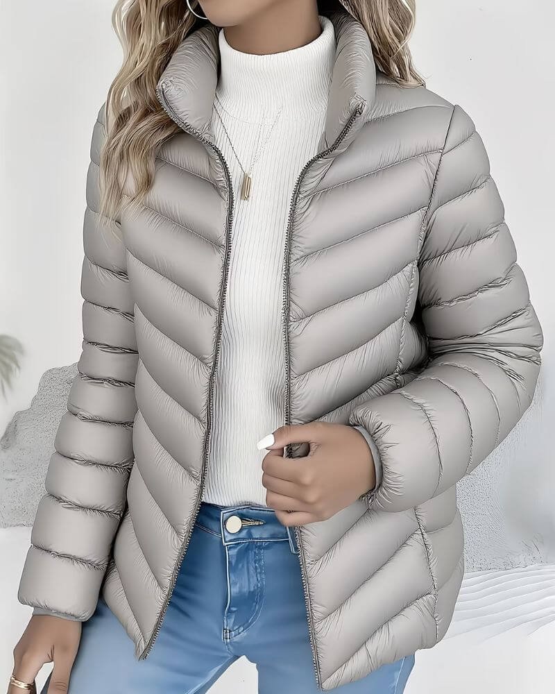 Damen Gesteppte Pufferjacke für Herbst in Grau
