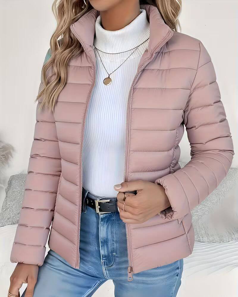 Damen Gesteppte Pufferjacke für Herbst in Rosa