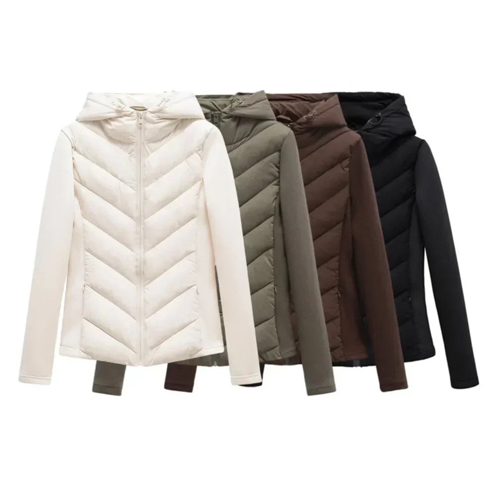 Damen gesteppte Winterjacke mit Kapuze