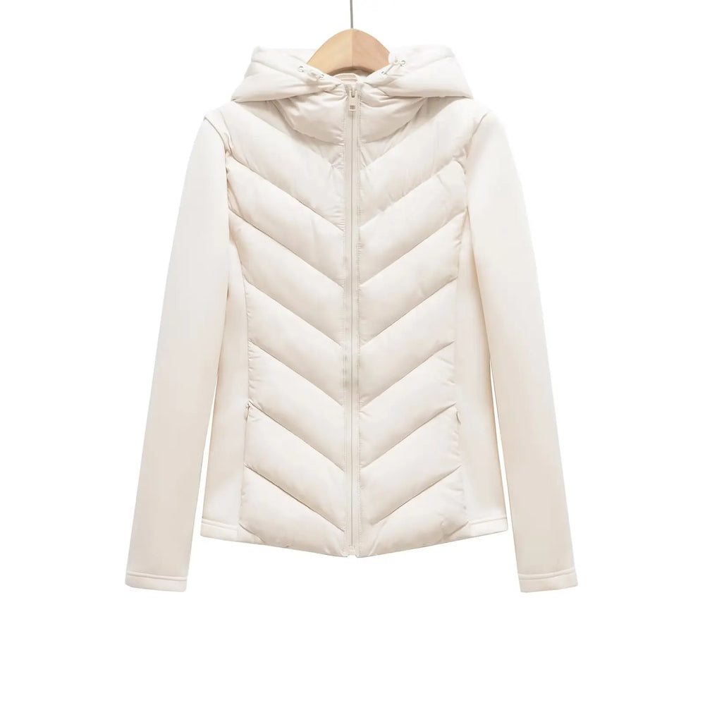 Damen gesteppte Winterjacke mit Kapuze in Weiß