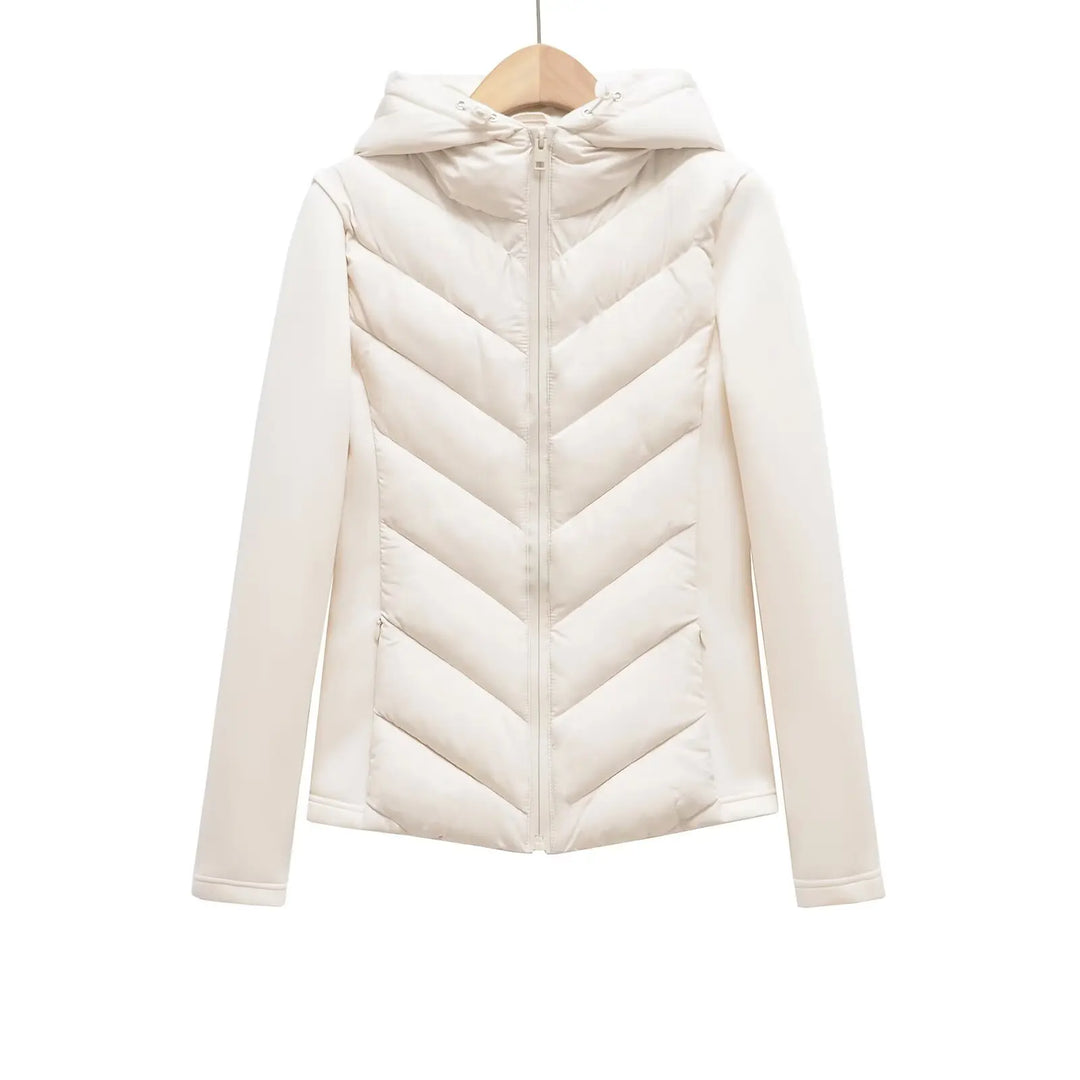 Damen gesteppte Winterjacke mit Kapuze in Weiß