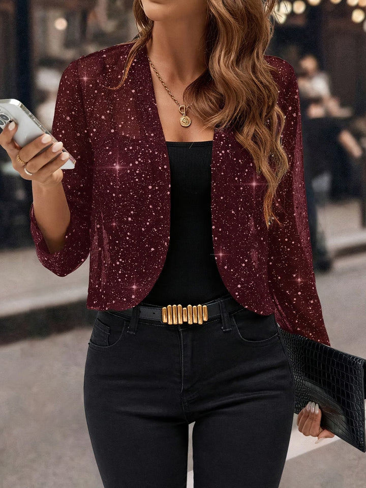 Damen Glitzernde Cardigan-Jacke in Bordeaux