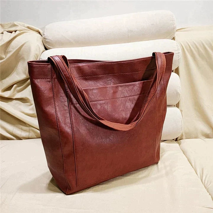 Damen Große Lederschultertasche für den Alltag in Rot