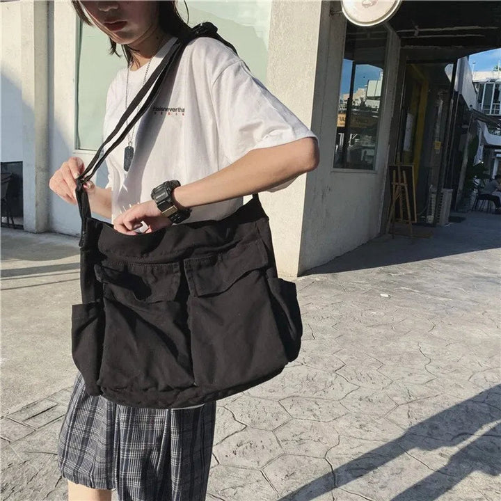 Damen große Vintage Canvas Hobo-Tasche für Alltag (3)