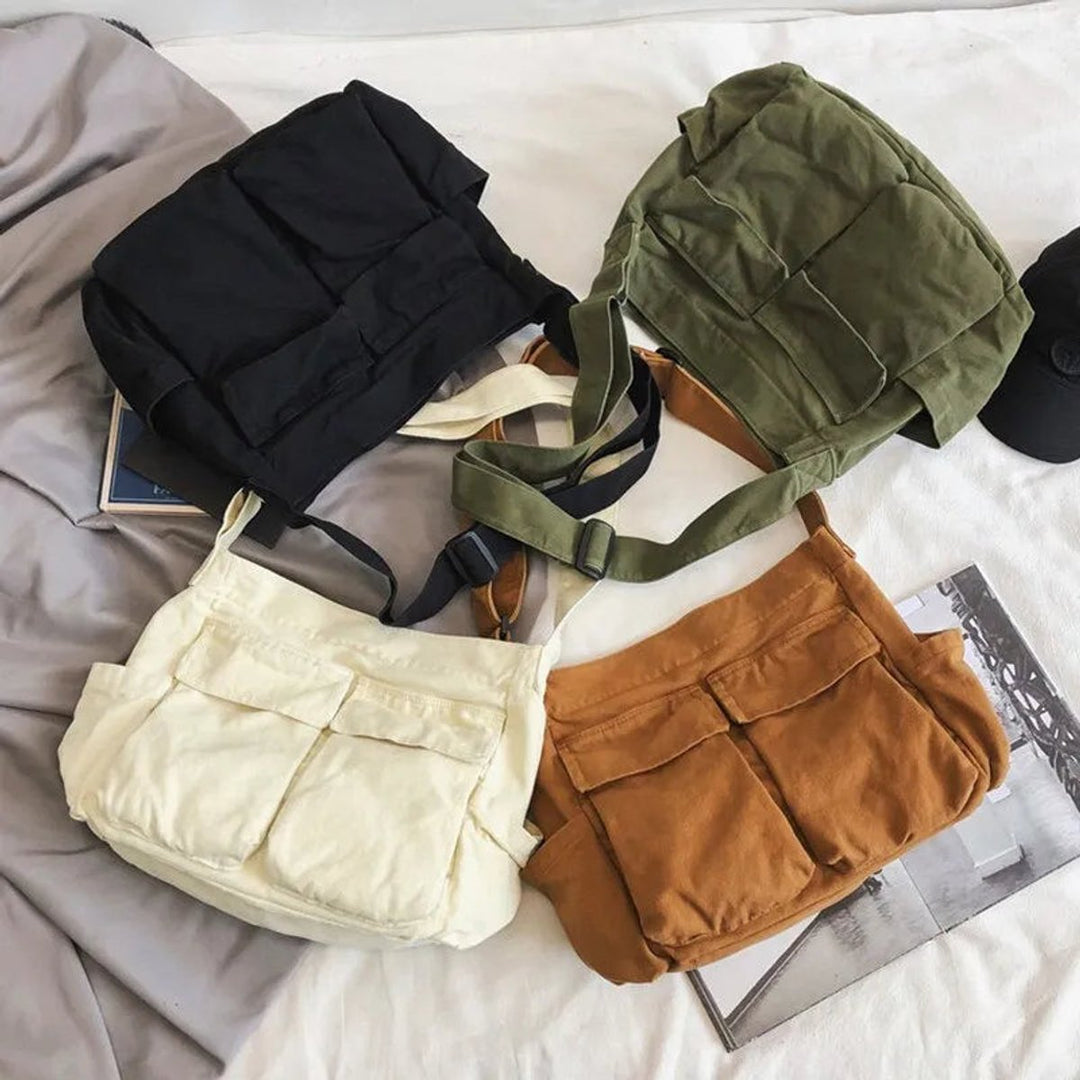 Damen große Vintage Canvas Hobo-Tasche für Alltag (6)