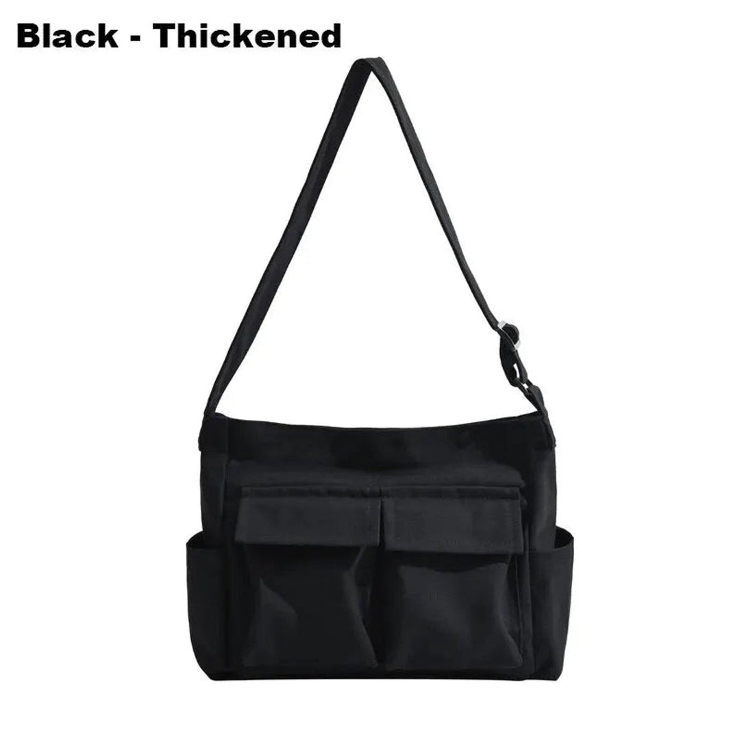 Damen große Vintage Canvas Hobo-Tasche für Alltag in Black-Thickened
