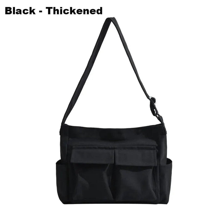 Damen große Vintage Canvas Hobo-Tasche für Alltag in Black-Thickened