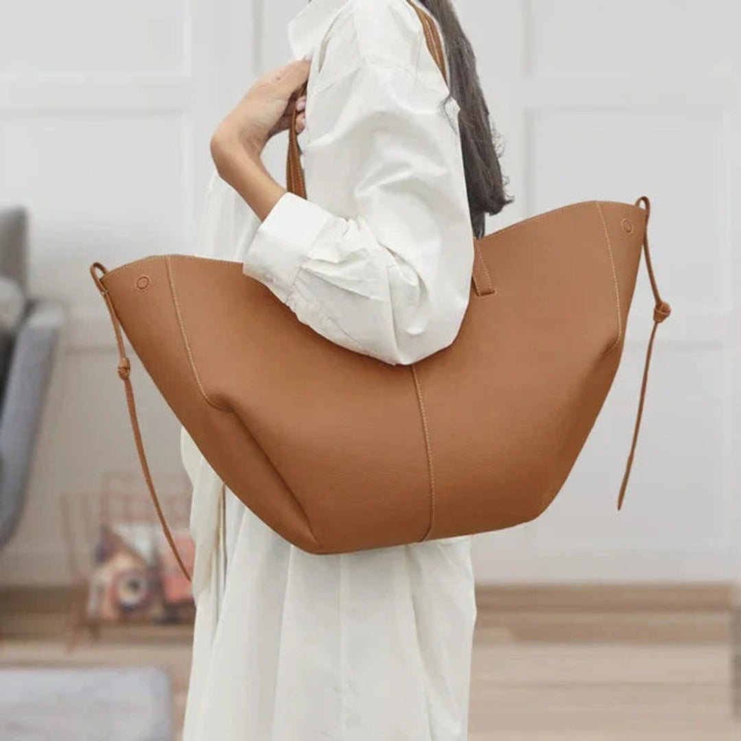 Damen Große Vintage PU-Leder Tasche in Braun