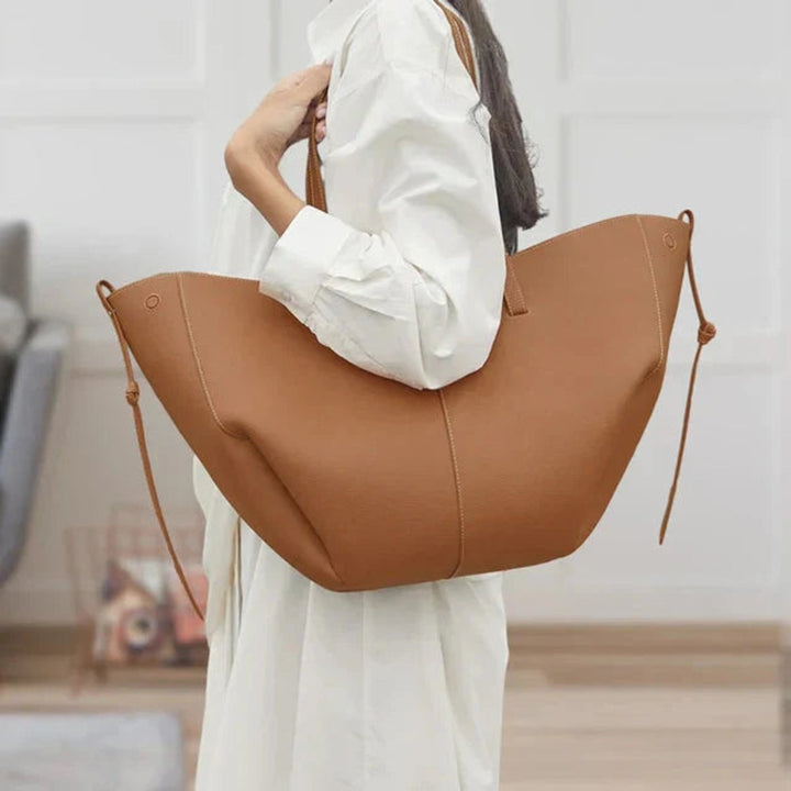 Damen Große Vintage PU-Leder Tasche in Braun