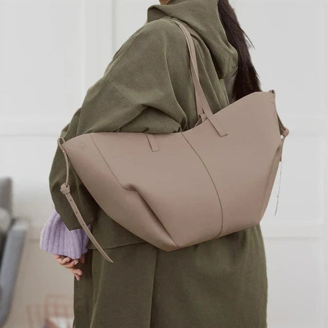 Damen Große Vintage PU-Leder Tasche in Grau