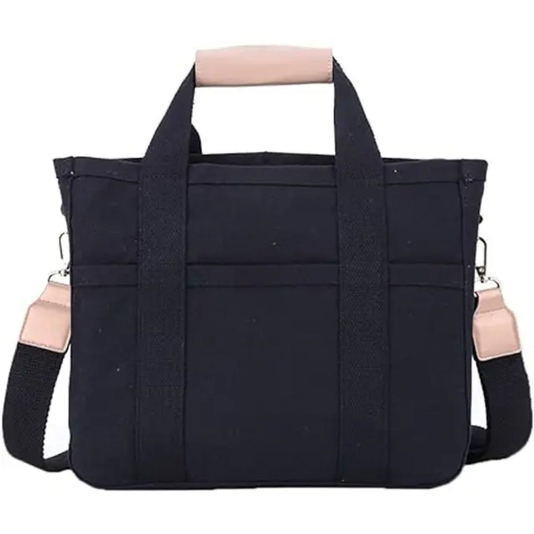 Damen Großformatige Canvas Tasche mit Lederbesatz in Schwarz