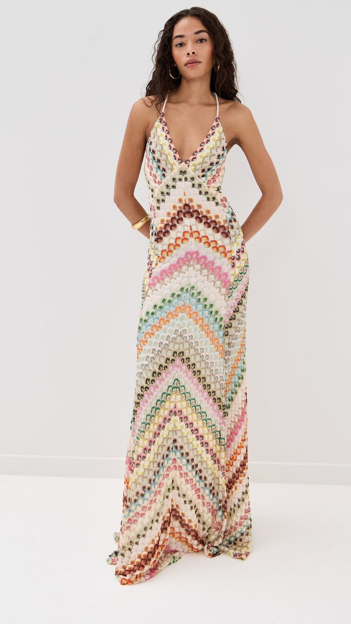 Damen Häkelkleid Maxi im Boho-Stil mit tiefem V-Ausschnitt für Hochzeitsgäste (2)