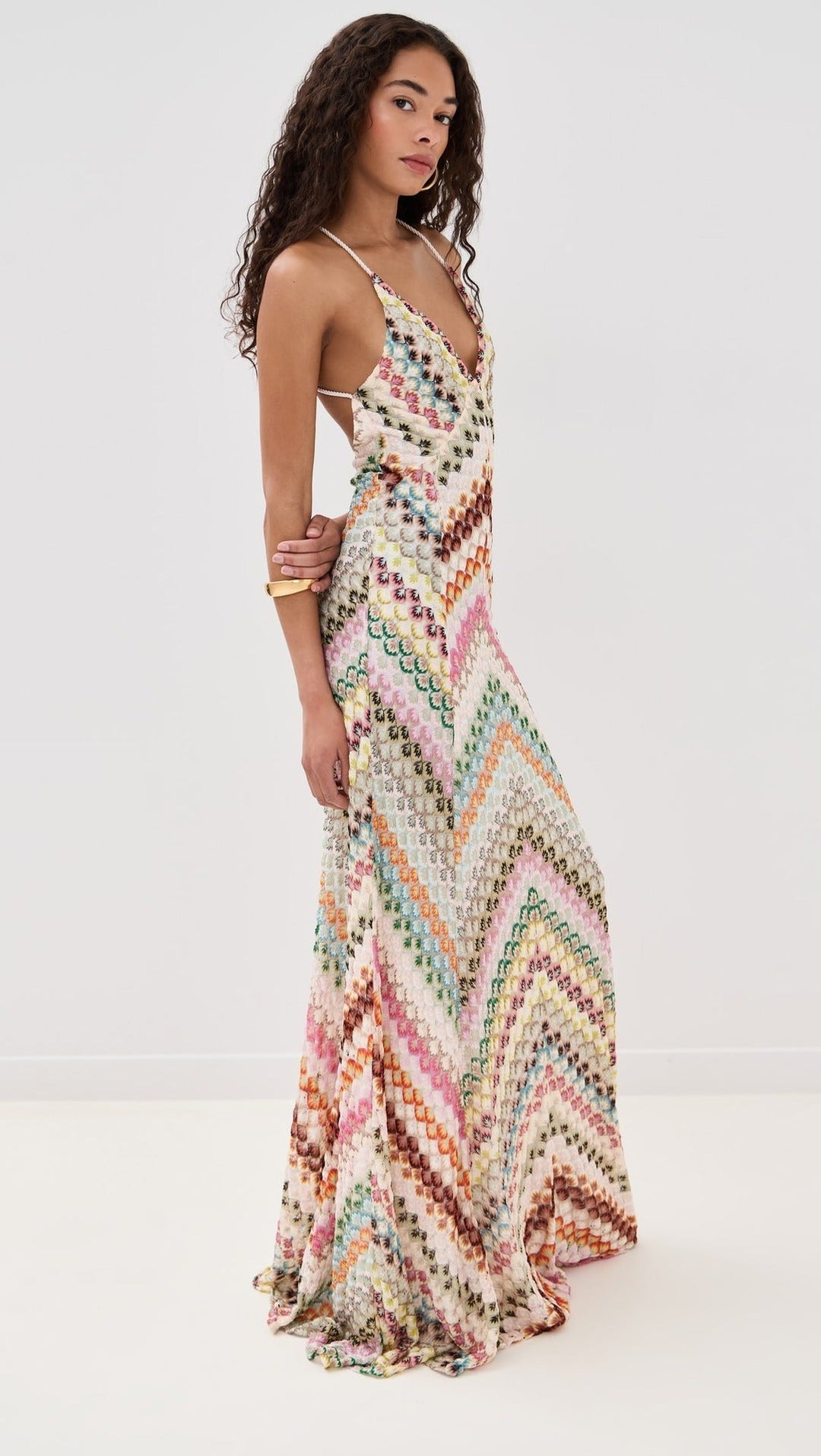 Damen Häkelkleid Maxi im Boho-Stil mit tiefem V-Ausschnitt für Hochzeitsgäste (3)