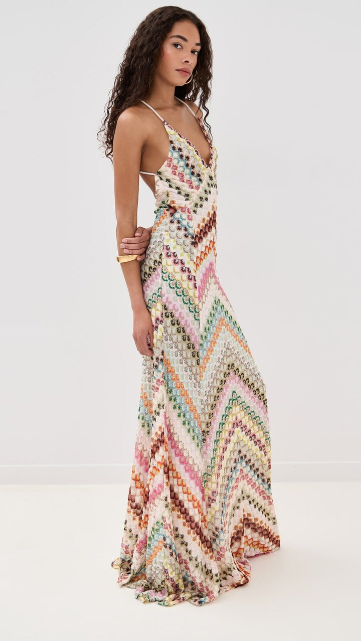 Damen Häkelkleid Maxi im Boho-Stil mit tiefem V-Ausschnitt für Hochzeitsgäste (3)