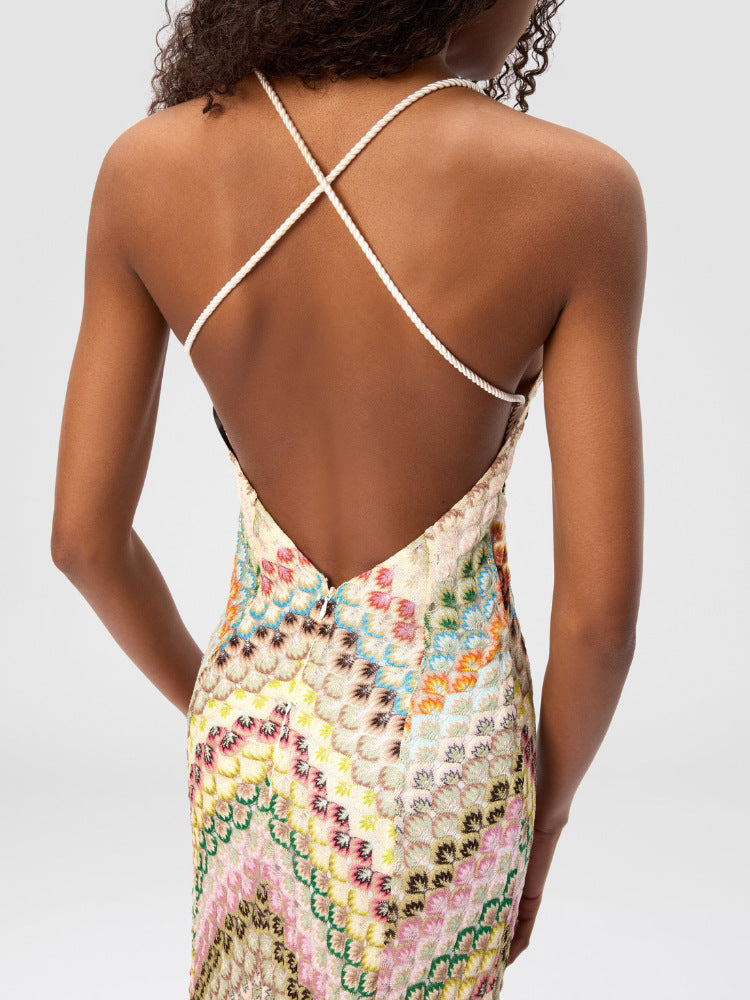 Damen Häkelkleid Maxi im Boho-Stil mit tiefem V-Ausschnitt für Hochzeitsgäste (7)