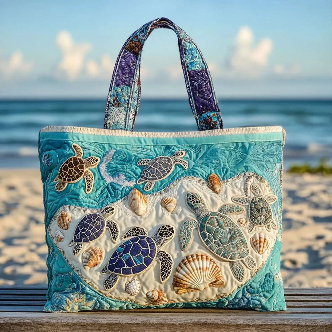 Damen Handtasche mit Künstlerischem Meerdesign in Blau