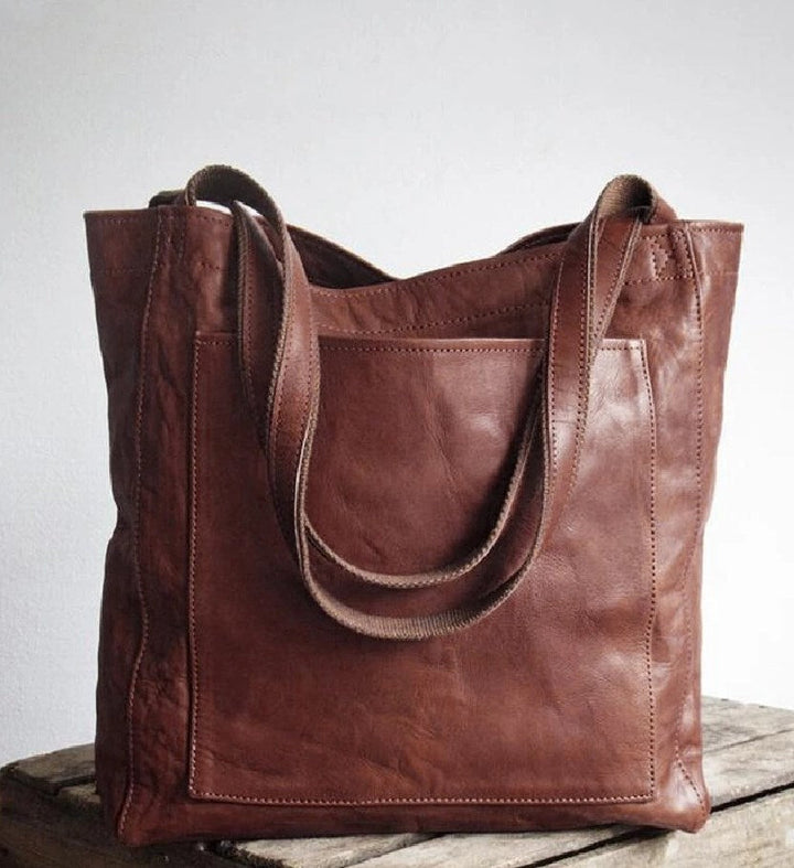 Damen Handtasche Schwarz Klassisch Elegant in Dunkelbraun