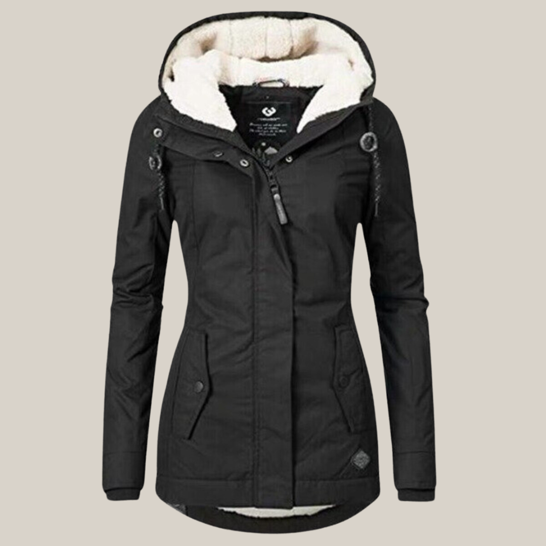 Damen Herbst-Jacke mit warmer Fütterung in Schwarz